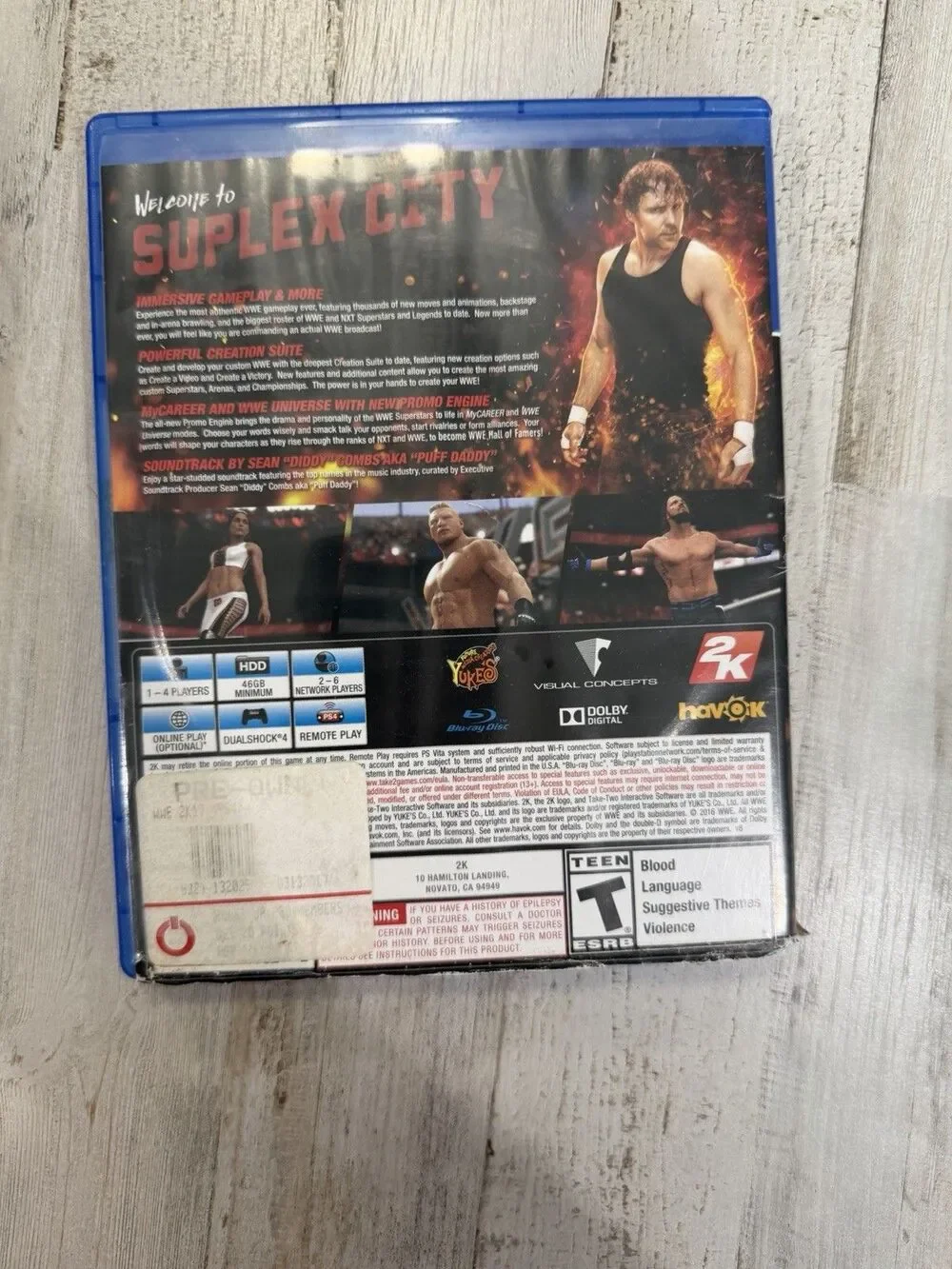 WWE 2K17 PS4 PlayStation 4 Wrestling Game Brock Lesnar 2K Complete w/ Case